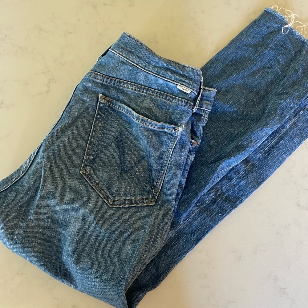Mother denim pixie dazzler ankle gray size 30